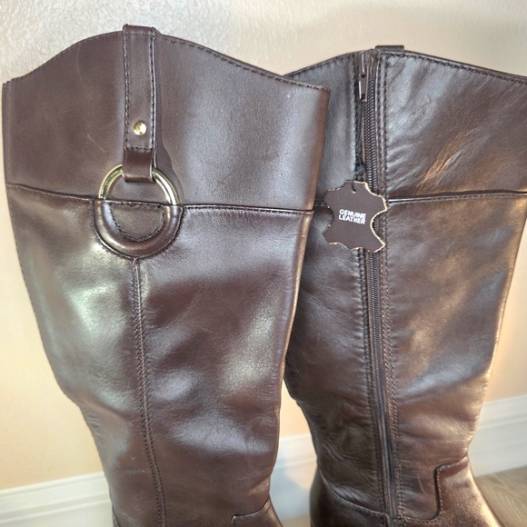 Alfani Brown Leather Knee-High Boots New - Picture 9 of 15